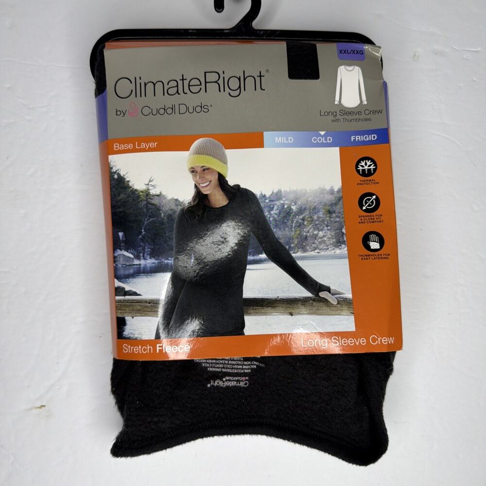 Cuddl Duds ClimateRight Top Black Base Layer Stretch Fleece Women’s XXL 2XL
